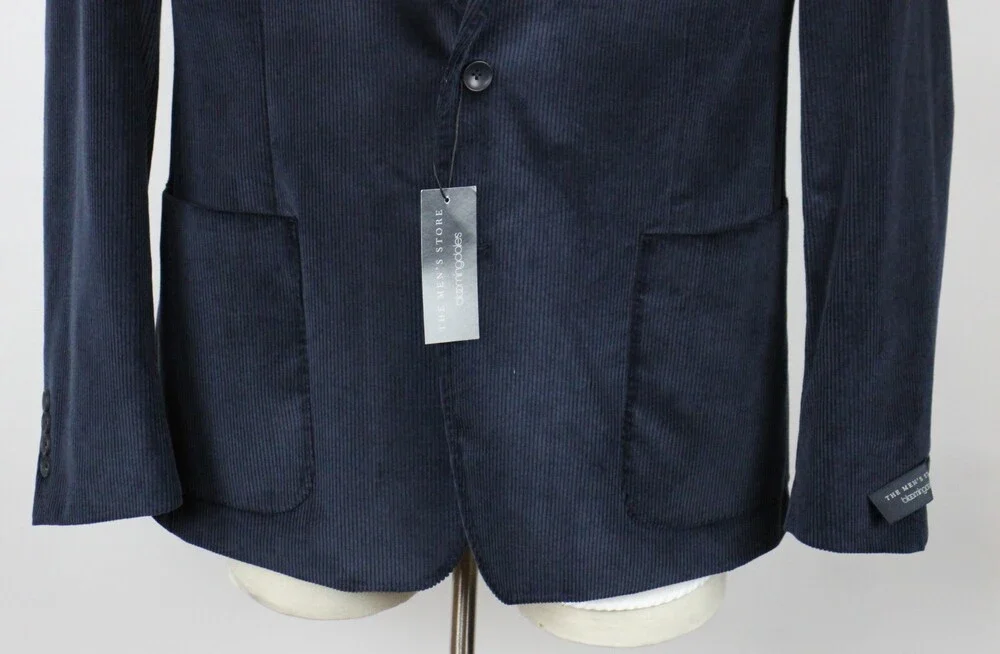 Mens Store Bloomingdales Sport Coat 46 R Navy Corduroy Blazer $498